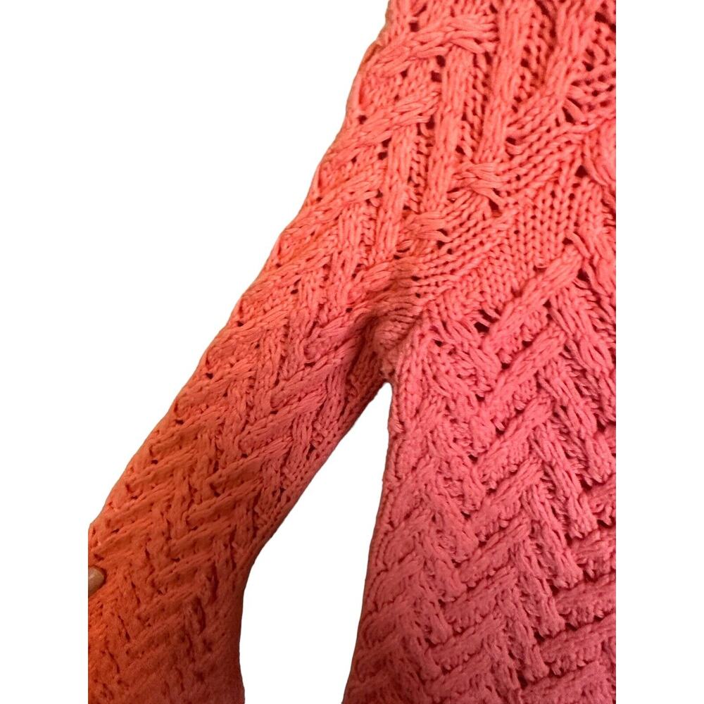 525 America Women’s Cable Knit Sweater 100% Cotton Coral Pink Size XS - Picture 2 of 5